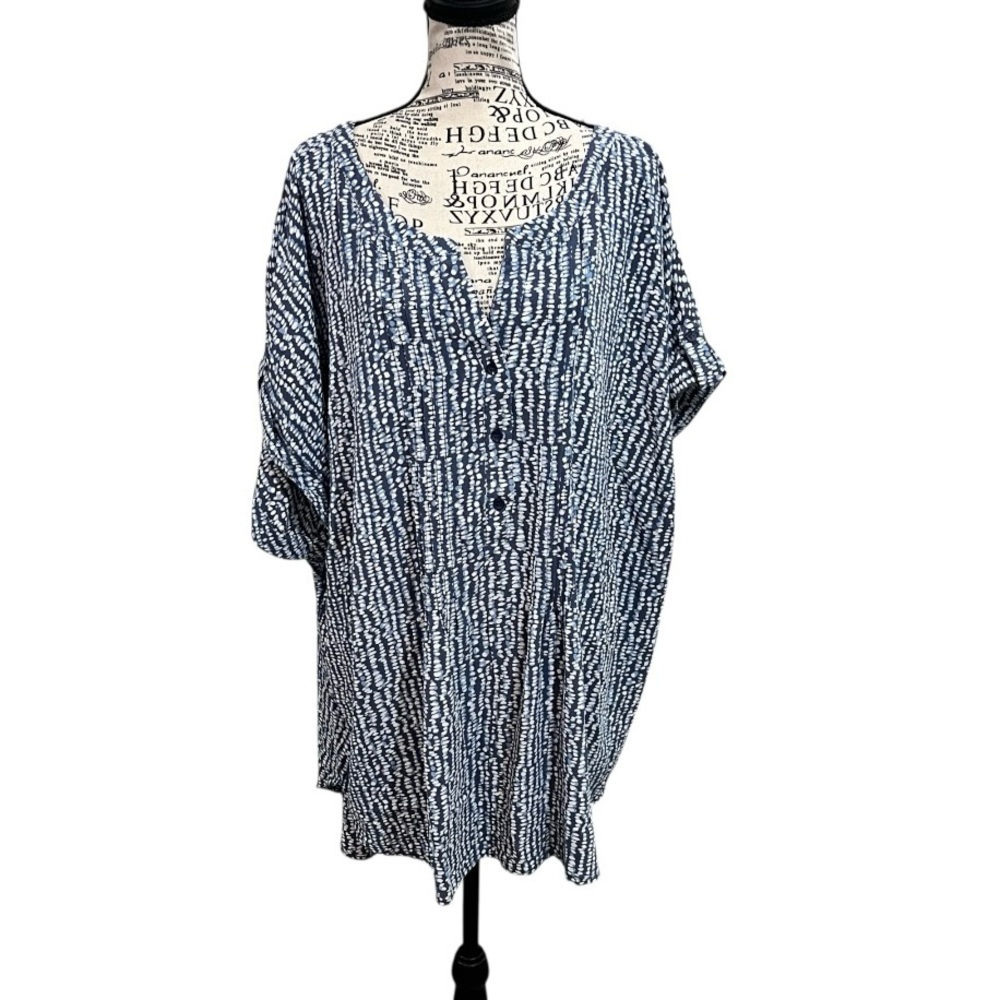 Avenue Navy and White Swim Cover-Up